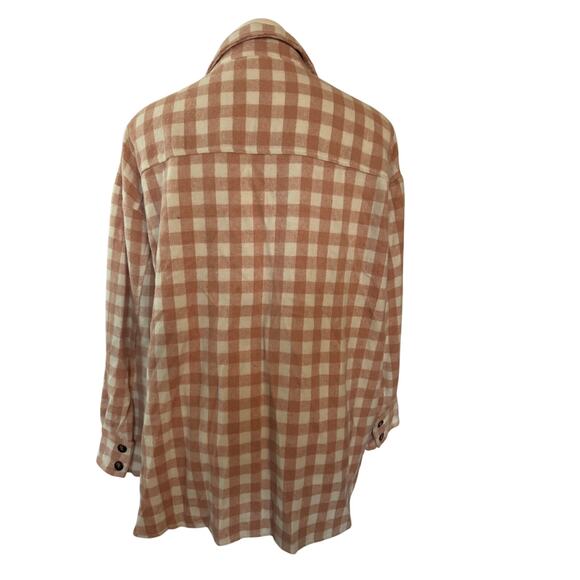 She & Sky Coral Plaid Shacket - Western Feminine - M - Picture 9 of 13